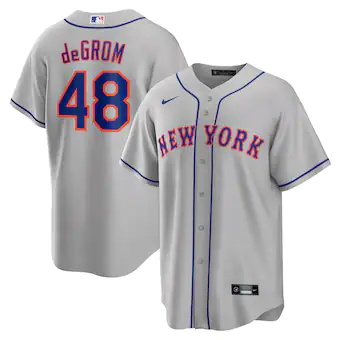 mens nike jacob degrom gray new york mets road replica play